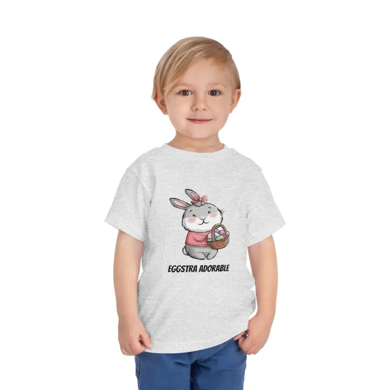 Eggstra Adorable Bunny Short Sleeve Tee for Toddlers - Athletic Heather / 2t Kids Clothes