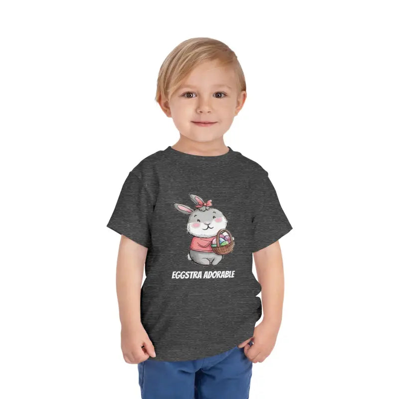 Eggstra Adorable Bunny Short Sleeve Tee for Toddlers - Dark Heather Grey / 2t Kids Clothes