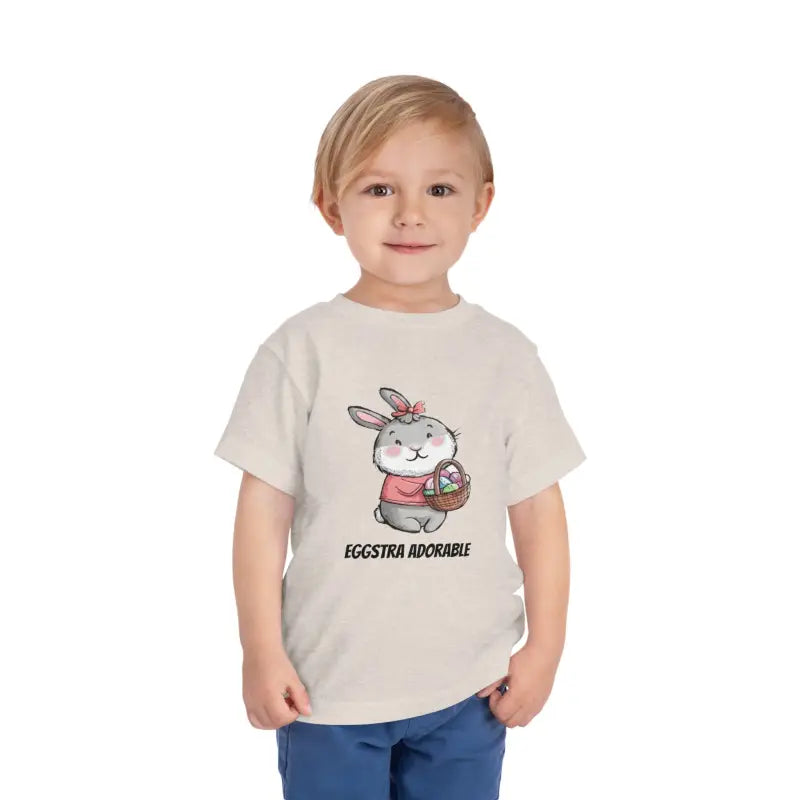 Eggstra Adorable Bunny Short Sleeve Tee for Toddlers - Heather Dust / 2t Kids Clothes