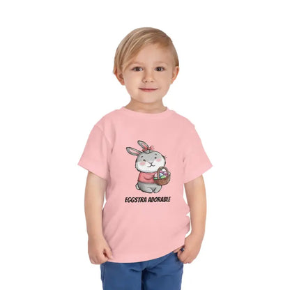 Eggstra Adorable Bunny Short Sleeve Tee for Toddlers - Pink / 3t Kids Clothes