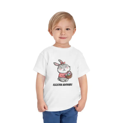 Eggstra Adorable Bunny Short Sleeve Tee for Toddlers - White / 2t Kids Clothes