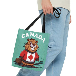 Beaver Tote Bag with Sturdy Black Cotton Handles - Dipaliz - Bags