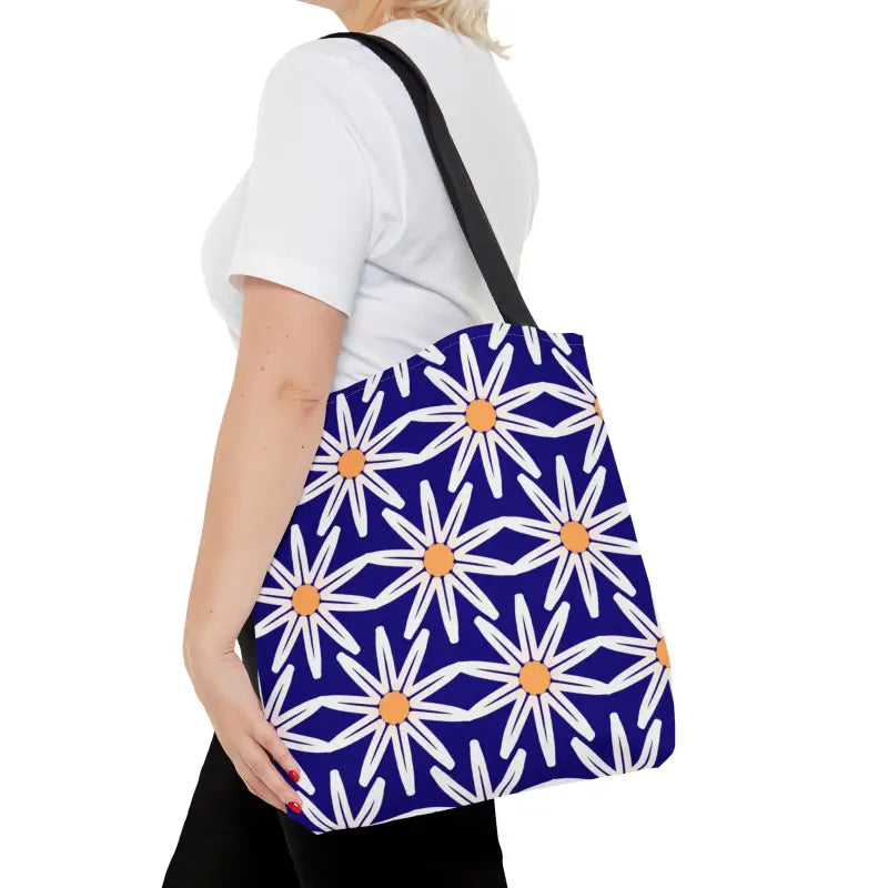 Electrify your Look with a Head-turning Blue Floral Tote Bag - Medium Bags