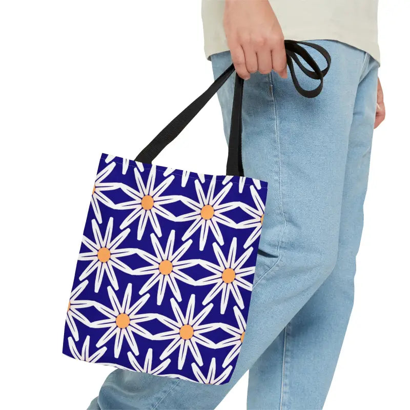 Electrify your Look with a Head-turning Blue Floral Tote Bag - Small Bags