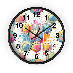 Wall Clock - Abstract Geometric Colorful Design - Dipaliz - Black / 10’’ - Clocks