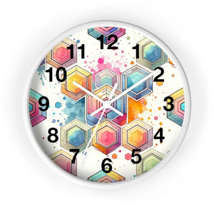 Wall Clock - Abstract Geometric Colorful Design - Dipaliz - White / 10’’ - Clocks