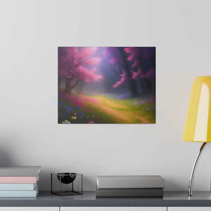 Matte Canvas Path Lined Flowering Trees Wall Art - Dipaliz - 14″ x 11″ (horizontal) / 0.75’’ - Posters Prints & Visual