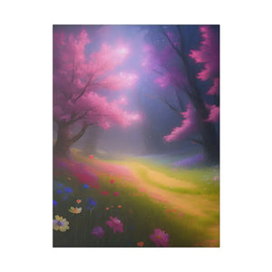 Matte Canvas Path Lined Flowering Trees Wall Art - Dipaliz - Posters Prints & Visual Artwork