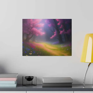 Matte Canvas Path Lined Flowering Trees Wall Art - Dipaliz - 16″ x 12″ (horizontal) / 0.75’’ - Posters Prints & Visual