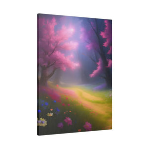 Matte Canvas Path Lined Flowering Trees Wall Art - Dipaliz - Posters Prints & Visual Artwork