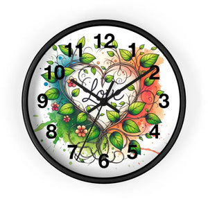 Wall Clock Flower Vines Heart Design Practical Addition - Dipaliz - Black / 10’’ - Clocks