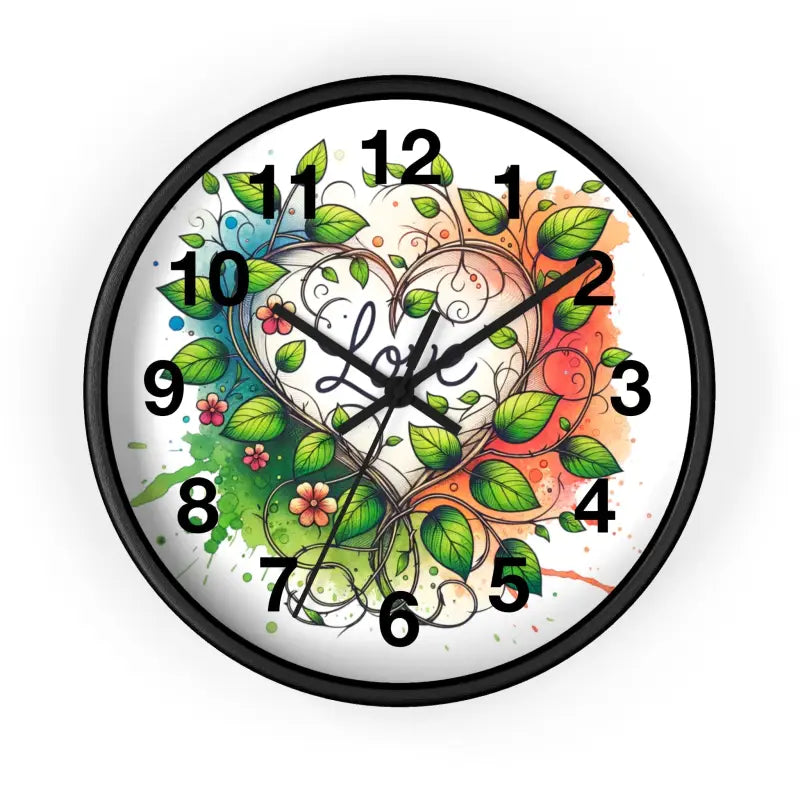 Elegant Floral Heart Wall Clock: Elevate your Home Decor - Black / 10’’