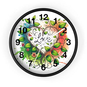 Wall Clock Flower Vines Heart Design Practical Addition - Dipaliz - Black / White / 10’’ - Clocks