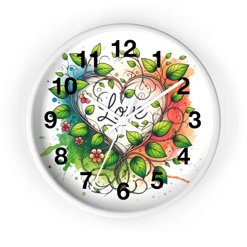 Elegant Floral Heart Wall Clock: Elevate your Home Decor - White / 10’’