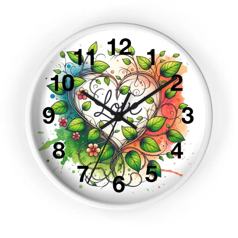 Elegant Floral Heart Wall Clock: Elevate your Home Decor - White / Black / 10’’