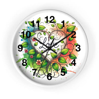 Elegant Floral Heart Wall Clock: Elevate your Home Decor - White / Black / 10’’