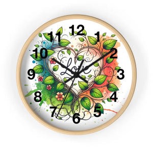 Wall Clock Flower Vines Heart Design Practical Addition - Dipaliz - Wooden / Black / 10’’ - Clocks
