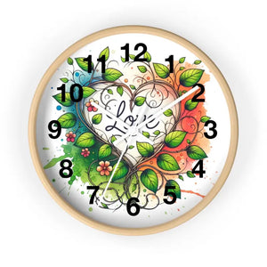 Wall Clock Flower Vines Heart Design Practical Addition - Dipaliz - Wooden / White / 10’’ - Clocks