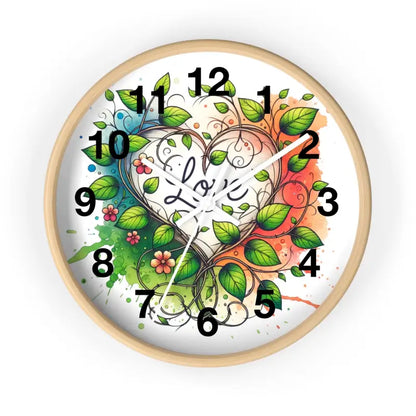 Elegant Floral Heart Wall Clock: Elevate your Home Decor - Wooden / White / 10’’