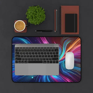 Neon Waves Desk Mat Vibrant Abstract Style Dipaliz - 12’’ × 18’’ - Workstation & Cubicle Accessories