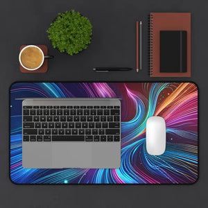 Neon Waves Desk Mat Vibrant Abstract Style Dipaliz - 12’’ × 22’’ - Workstation & Cubicle Accessories