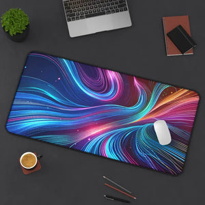Neon Waves Desk Mat Vibrant Abstract Style Dipaliz - Workstation & Cubicle Accessories