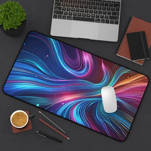 Neon Waves Desk Mat Vibrant Abstract Style Dipaliz - Workstation & Cubicle Accessories