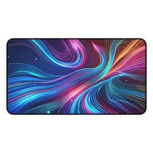 Neon Waves Desk Mat Vibrant Abstract Style Dipaliz - Workstation & Cubicle Accessories