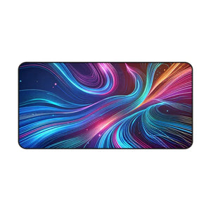 Neon Waves Desk Mat Vibrant Abstract Style Dipaliz - Workstation & Cubicle Accessories