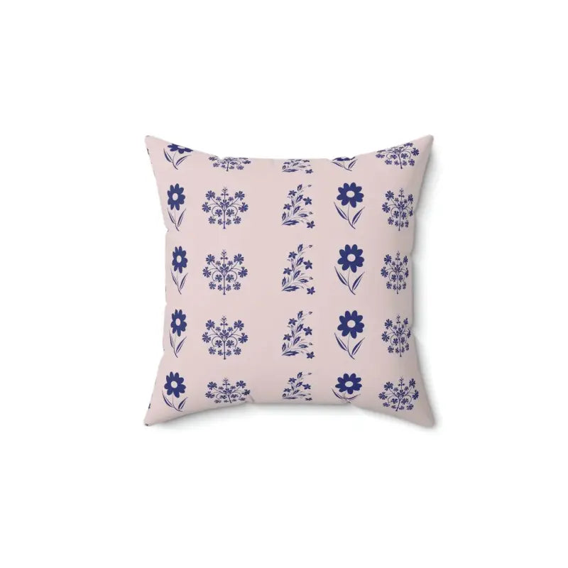 Blue Flowers Throw Pillow - Stylish Polyester Square Decor - 14’’ × Home