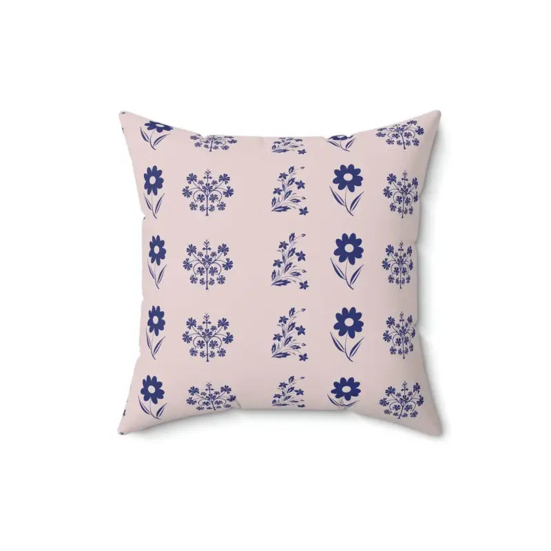 Blue Flowers Throw Pillow - Stylish Polyester Square Decor - 16’’ × Home