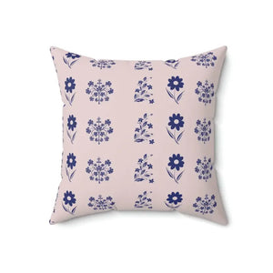 Polyester Square Pillow Blue Flowers Hot Pink Design Dipaliz - 18’’ × - Throw Pillows