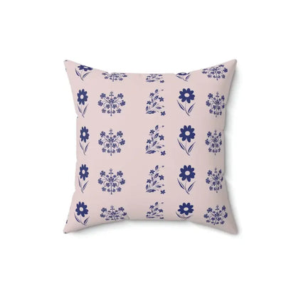 Blue Flowers Throw Pillow - Stylish Polyester Square Decor - Home