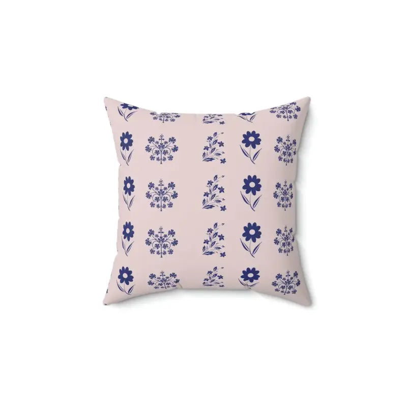 Blue Flowers Throw Pillow - Stylish Polyester Square Decor - Home