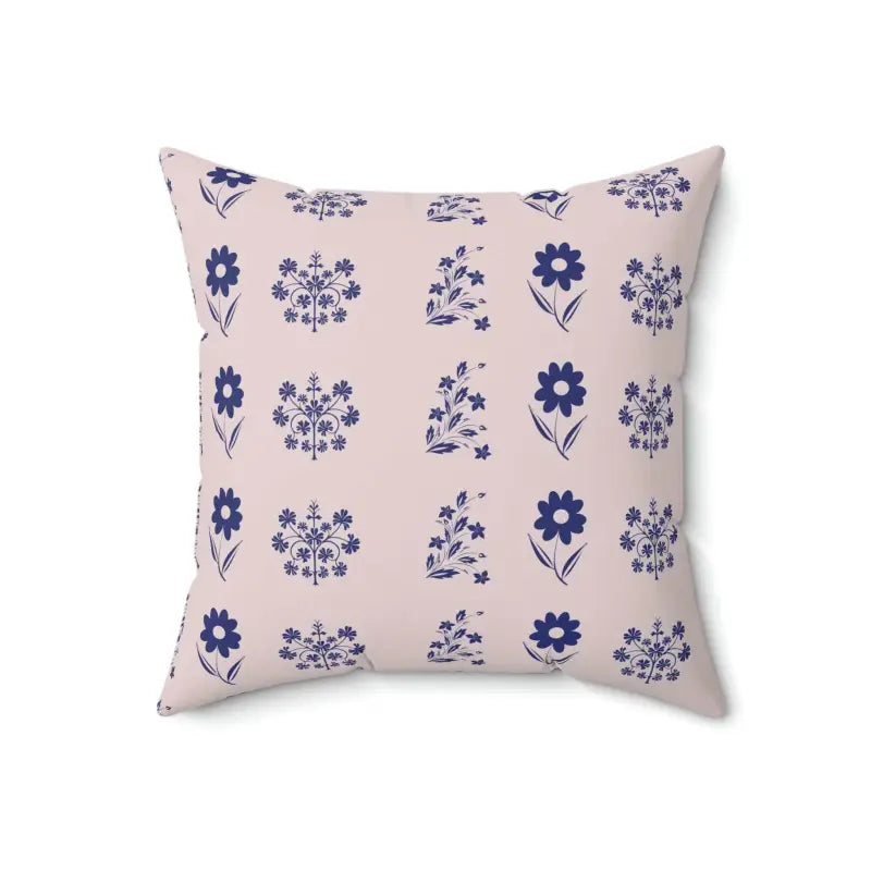 Blue Flowers Throw Pillow - Stylish Polyester Square Decor - Home