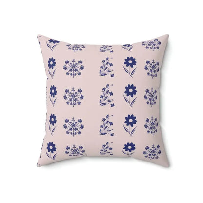 Blue Flowers Throw Pillow - Stylish Polyester Square Decor - Home