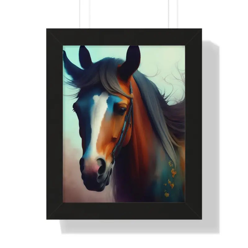 Elevate your Space with Beautiful Brown Horse Vertical Poster - 11’’ x 14’’ / Black