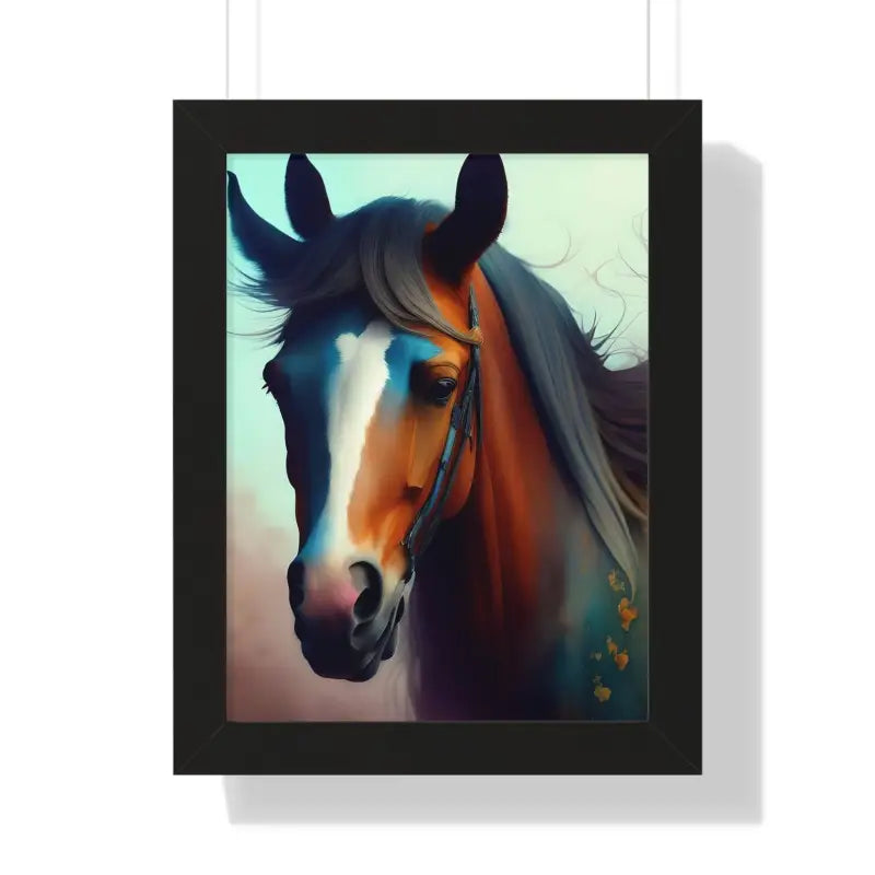 Elevate your Space with Beautiful Brown Horse Vertical Poster - 12″ x 16″ / Black