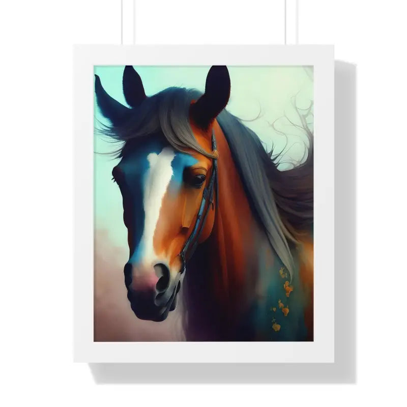 Elevate your Space with Beautiful Brown Horse Vertical Poster - 16″ x 20″ / White