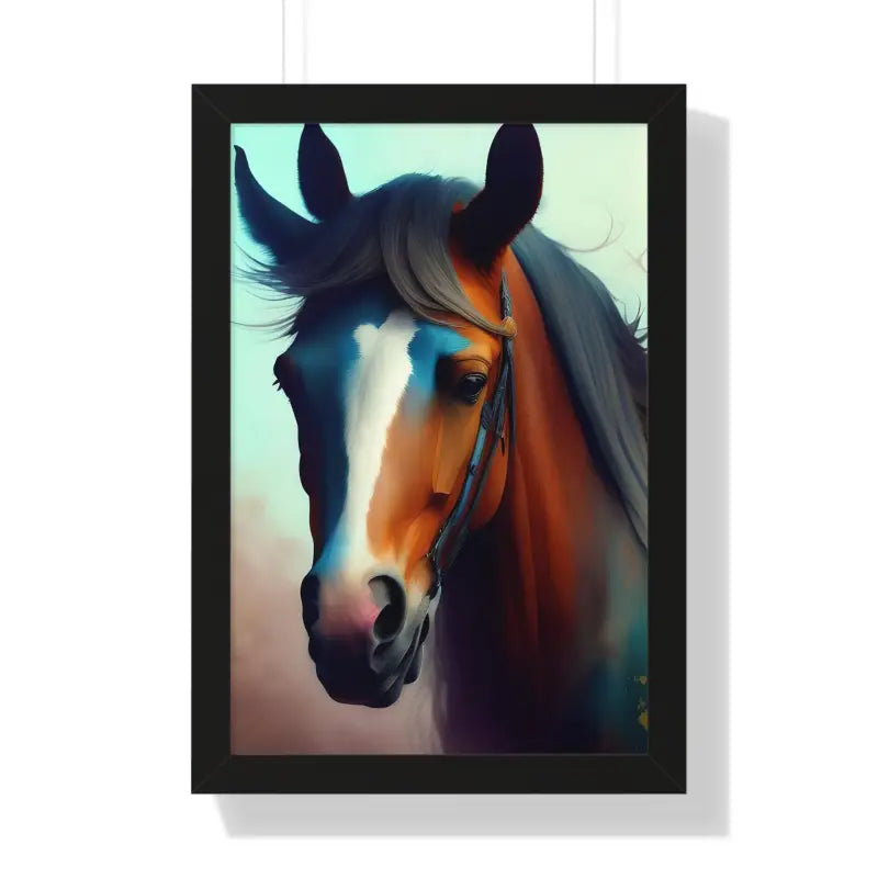 Elevate your Space with Beautiful Brown Horse Vertical Poster - 16″ x 24″ / Black