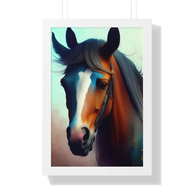 Elevate your Space with Beautiful Brown Horse Vertical Poster - 16″ x 24″ / White