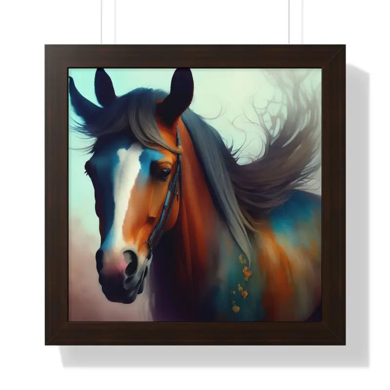 Elevate your Space with Beautiful Brown Horse Vertical Poster - 16″ x / Walnut