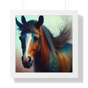 Beautiful Brown Horse Vertical Poster Bold Equestrian Art Dipaliz - 16″ x / White - Posters Prints & Visual Artwork