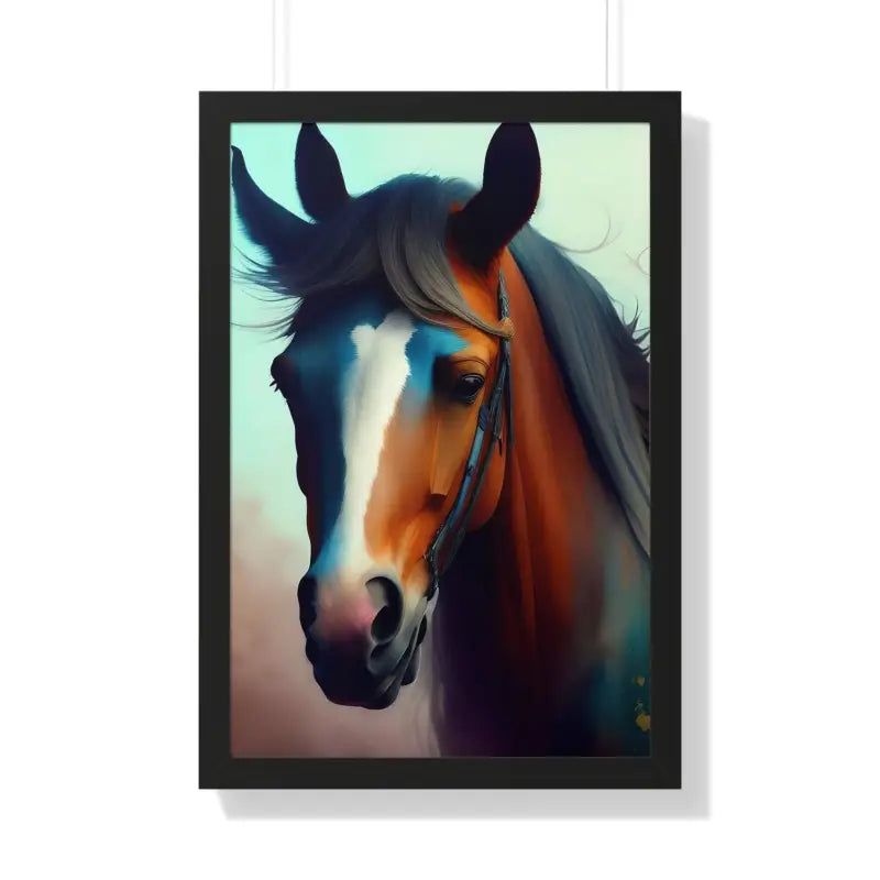 Elevate your Space with Beautiful Brown Horse Vertical Poster - 20’’ x 30’’ / Black