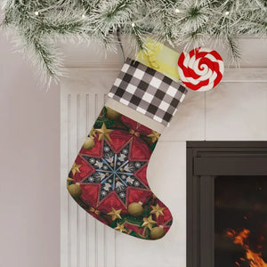 Elegant Polyester Plaid Christmas Stocking - Elevate Holiday Cheer - Dipaliz - one Size / White and Black/natural