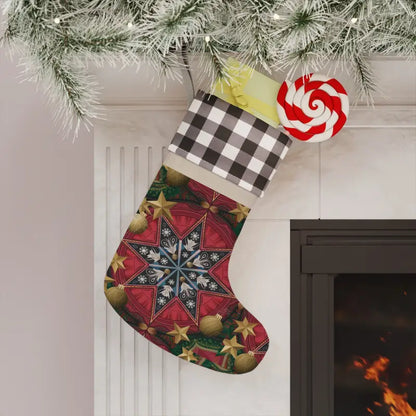 Elegant Christmas Stocking for Trendy Holiday Décor 2024 - one Size / White and Black/natural Home Decor