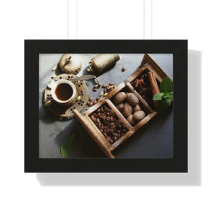 Framed Horizontal Poster Coffee Beans Art Modern Decor Dipaliz - 14″ x 11″ / Black - Posters Prints & Visual Artwork