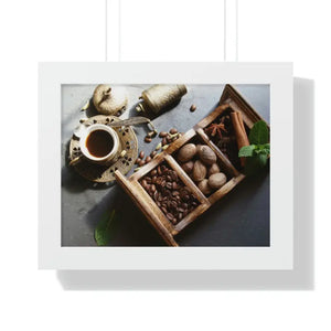 Framed Horizontal Poster Coffee Beans Art Modern Decor Dipaliz - 14″ x 11″ / White - Posters Prints & Visual Artwork