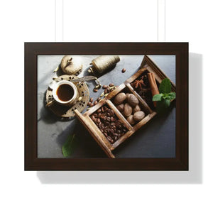 Framed Horizontal Poster Coffee Beans Art Modern Decor Dipaliz - 16″ x 12″ / Walnut - Posters Prints & Visual Artwork