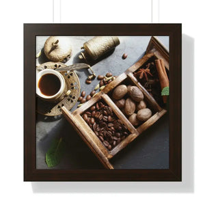Framed Horizontal Poster Coffee Beans Art Modern Decor Dipaliz - 16″ x / Walnut - Posters Prints & Visual Artwork